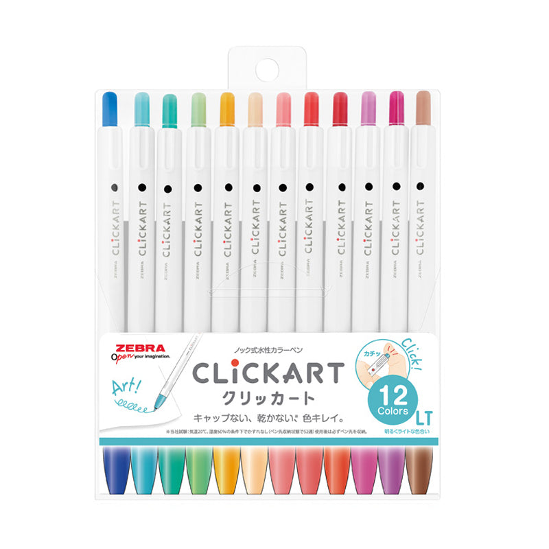 Zebra ClickArt Retractable Marker Pen - 12 Color Set - ST